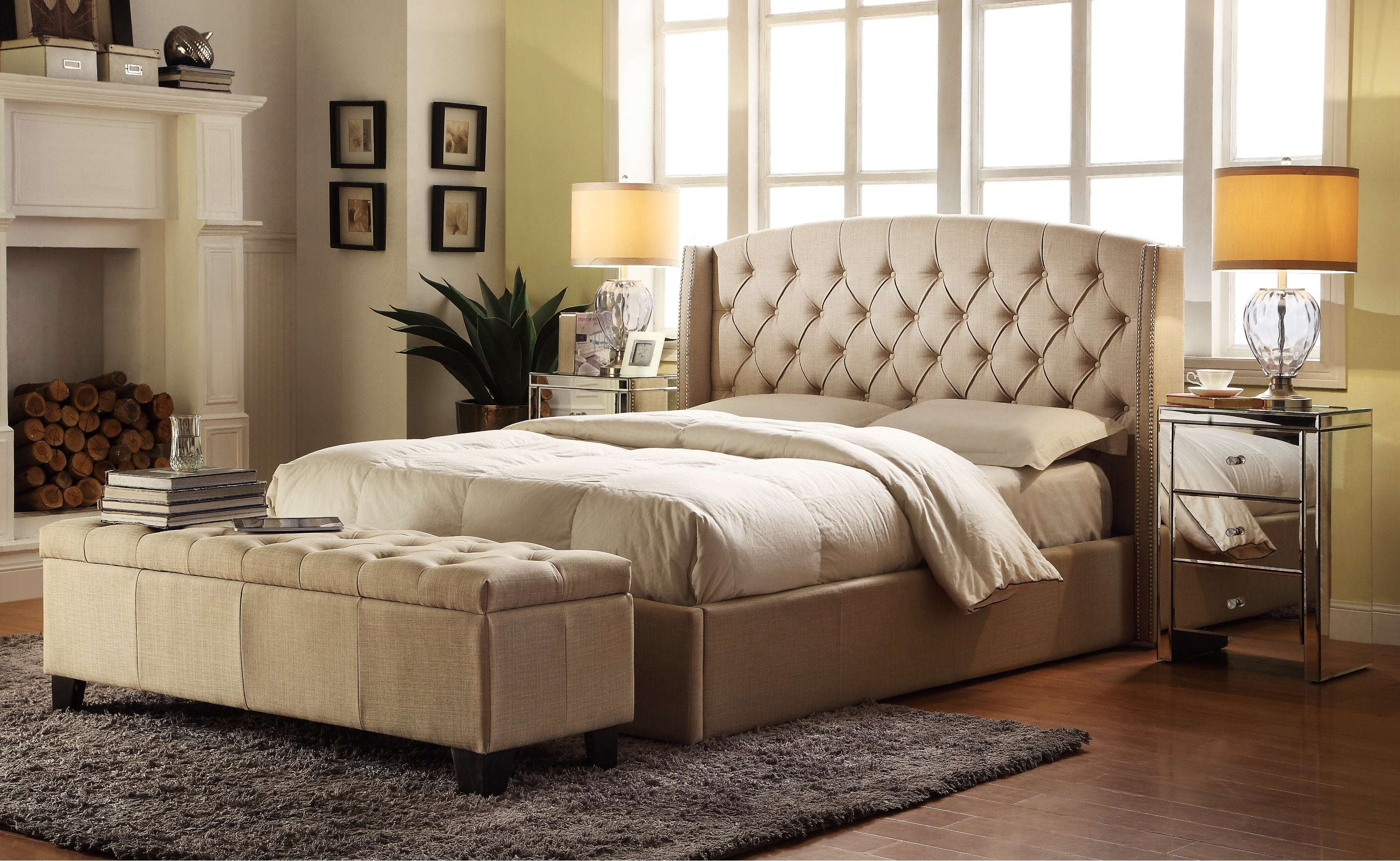 Hampton Upholstered Linen Fabric Headboard